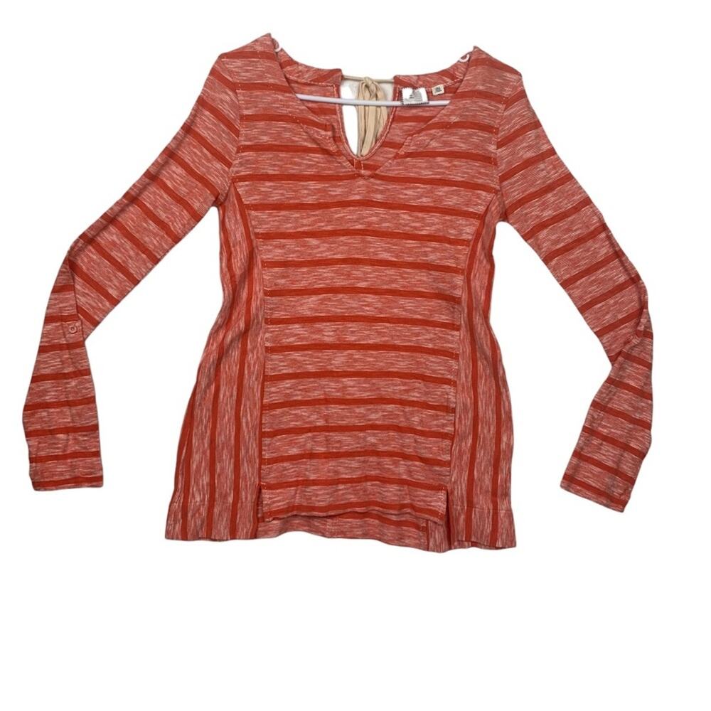 Postmark Anthropologie womens XS extra small orange stripe long sleeve boho tie